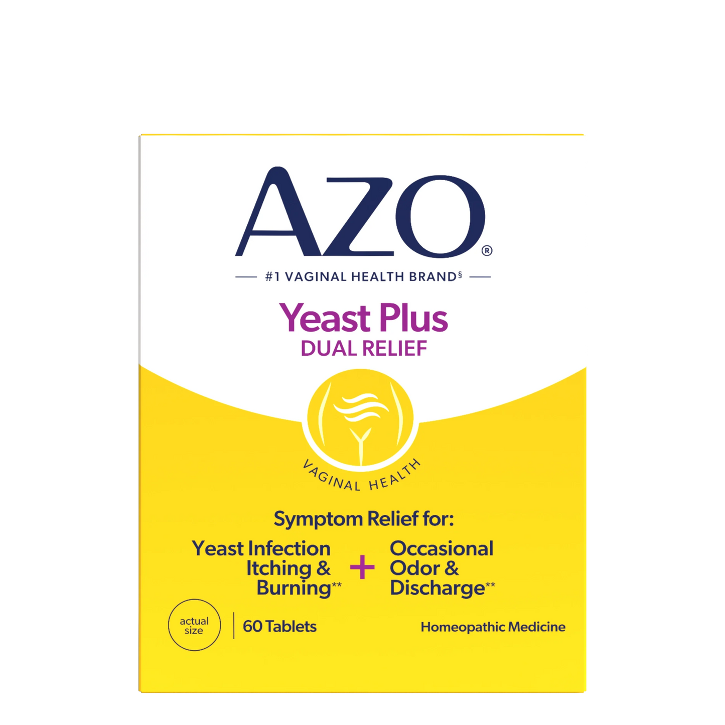 Azo Yeast Plus Dual Relief. 60 Tablets