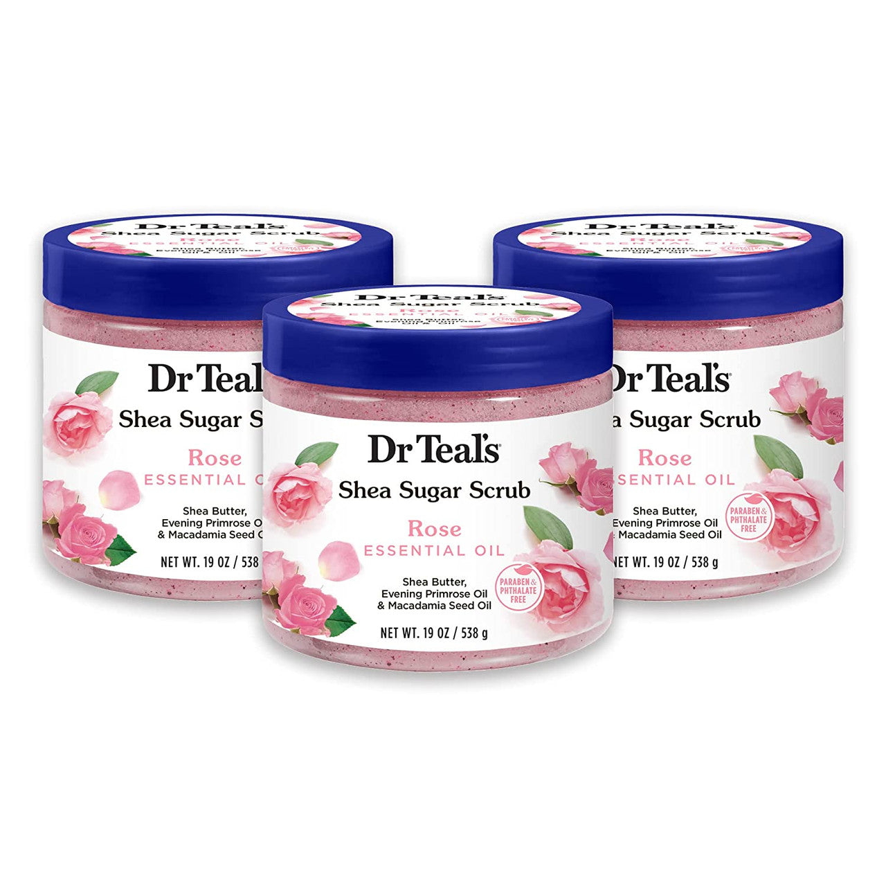 Dr Teal's Shea Sugar Body Scrub, Rose with Essential Oil, 19 oz