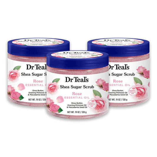 Dr Teal's Shea Sugar Body Scrub, Rose with Essential Oil, 19 oz